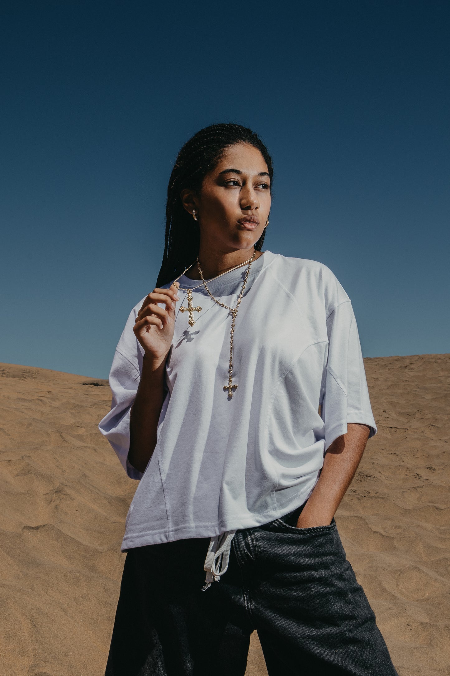 White Panels Boxy Tee
