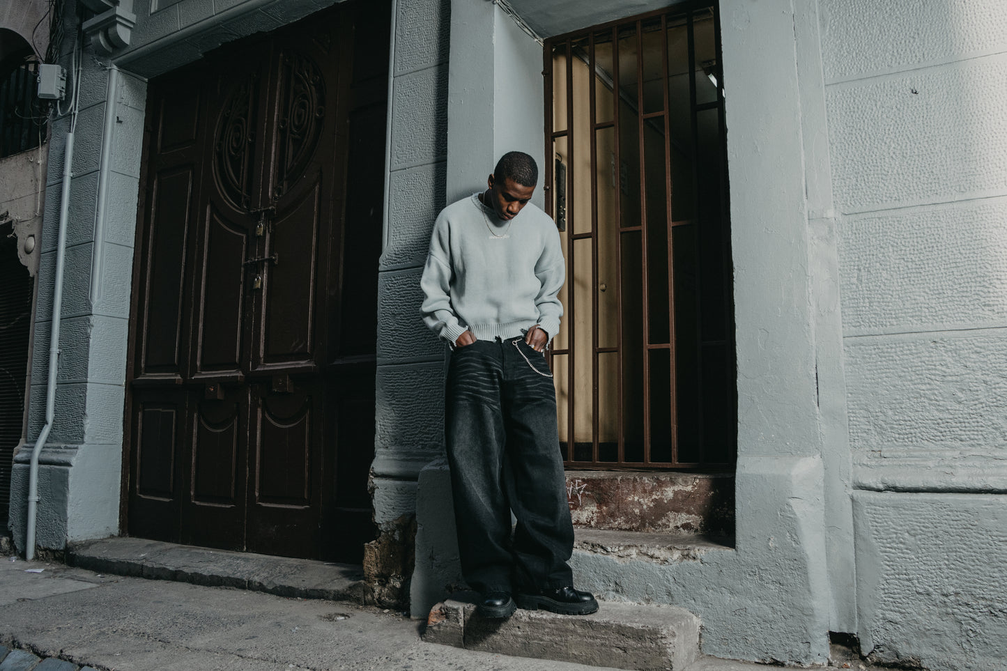 Sky Grey Frayed Heavyweight® Sweater