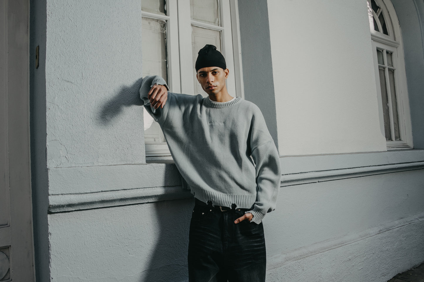 Sky Grey Frayed Heavyweight® Sweater