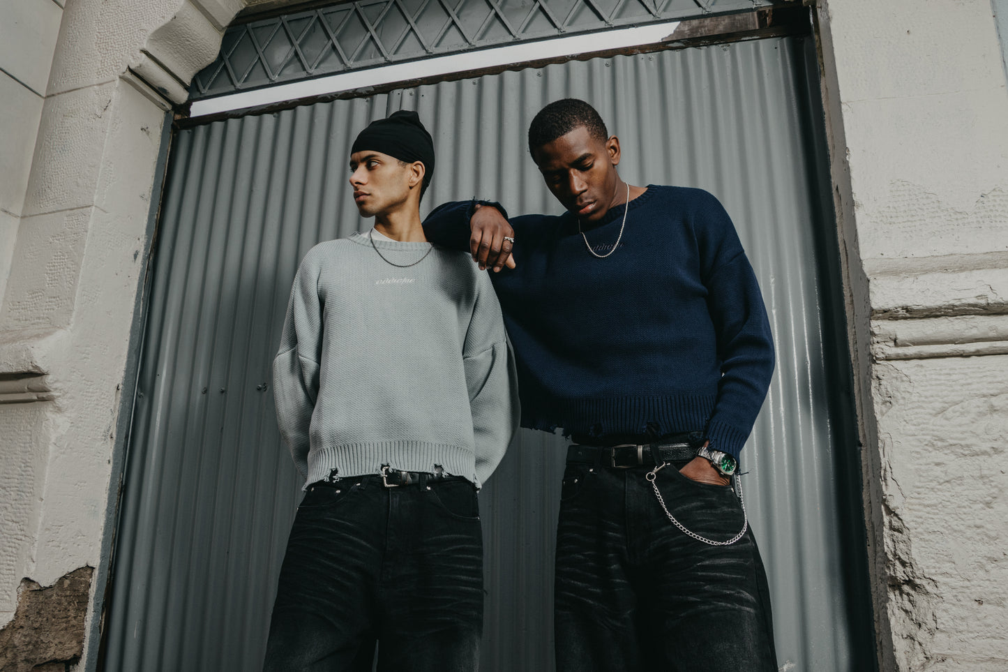 Sky Grey Frayed Heavyweight® Sweater