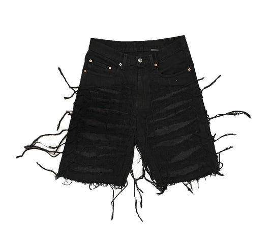 Distressed Full Black Short