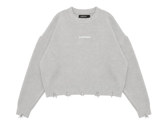 Sky Grey Frayed Heavyweight® Sweater