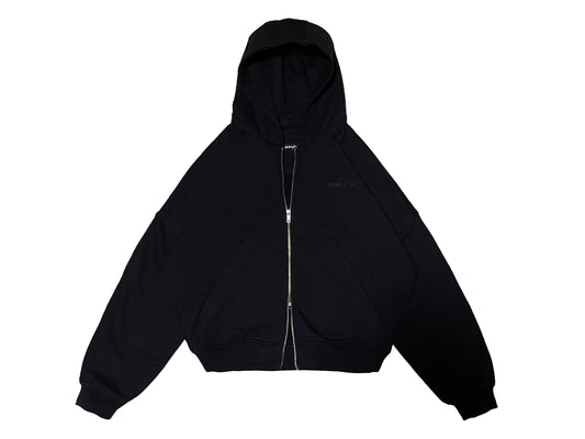 BLACK Double Zip Hoodie